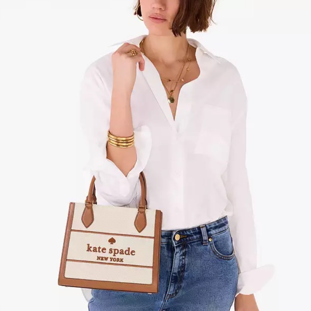 Kate Spade Ellie Canvas Small Tote Warm Gingerbread - Picture 12 of 16